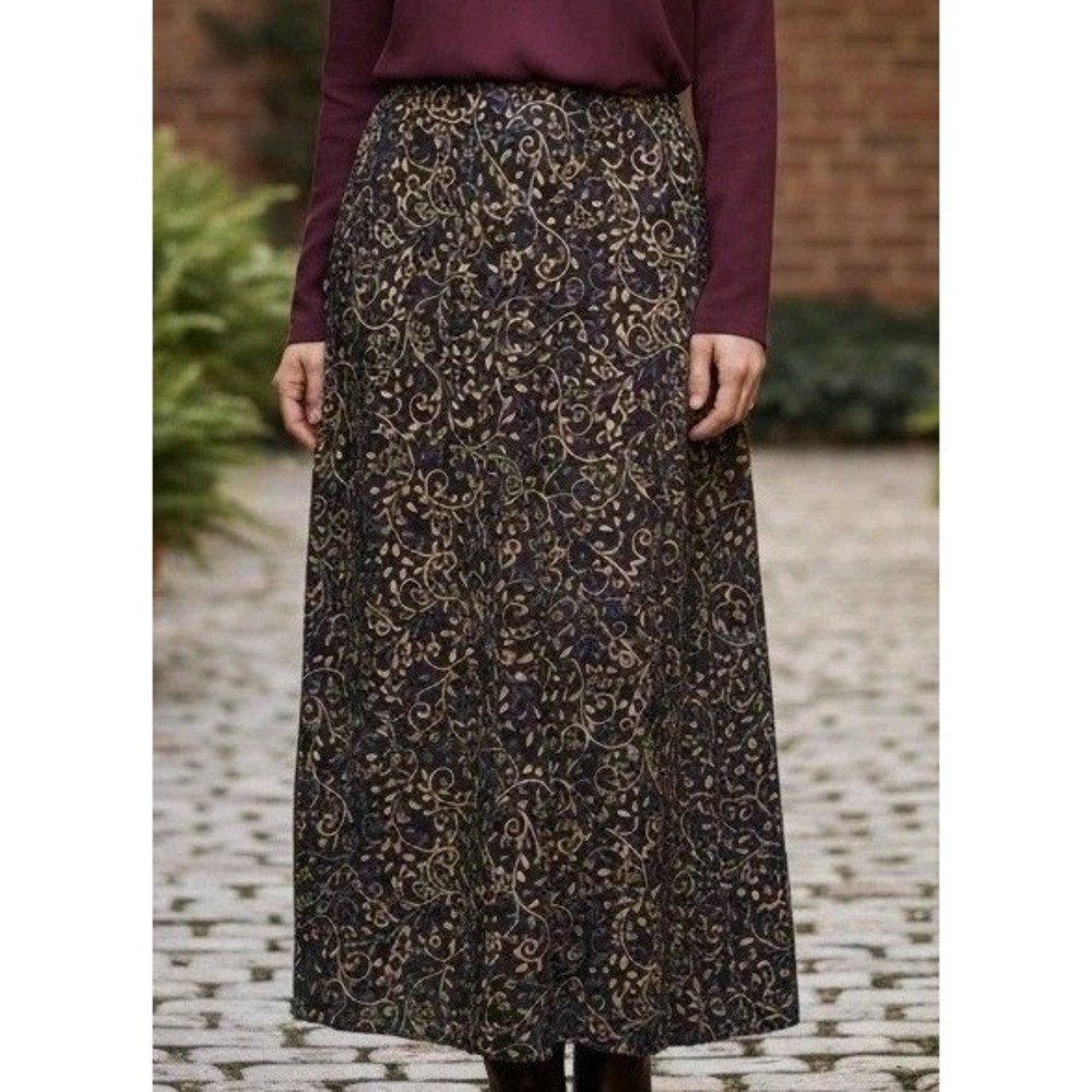 Y2K 90s Vintage Orvis Floral Wrap Skirt Women's 18 Rayon Boho Midi Long USA